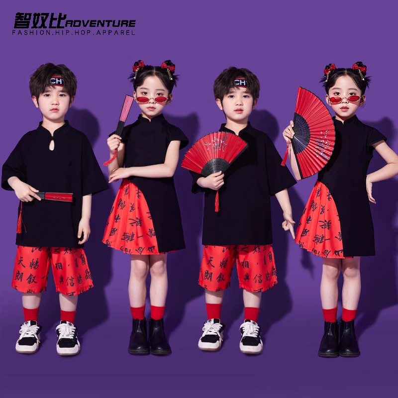 智奴比男童女童中國風漢服演出服