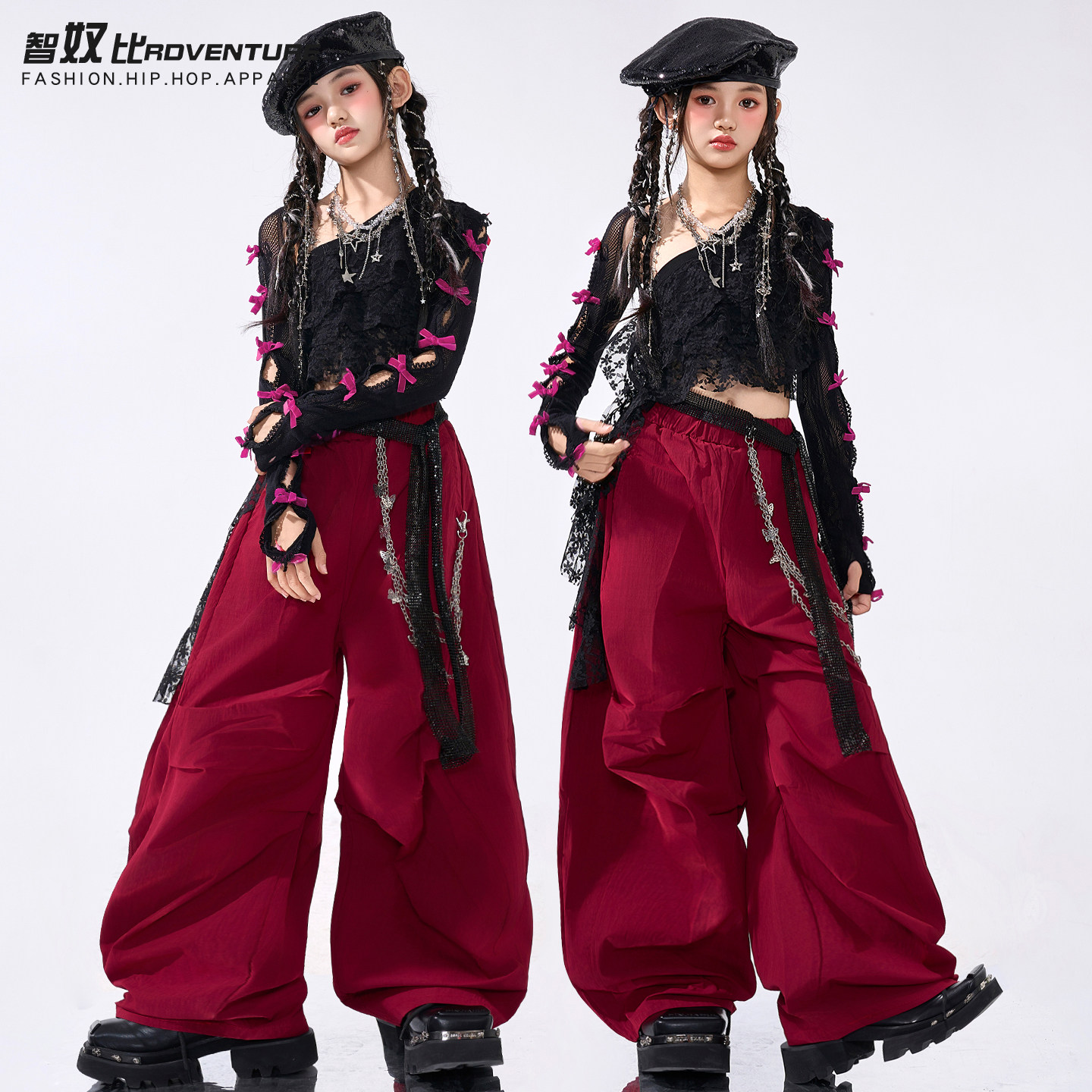 爵士舞女童服装黑色jazz练功服