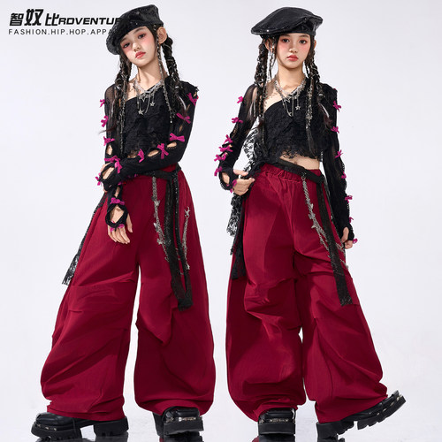 爵士舞女童服装黑色jazz练功服
