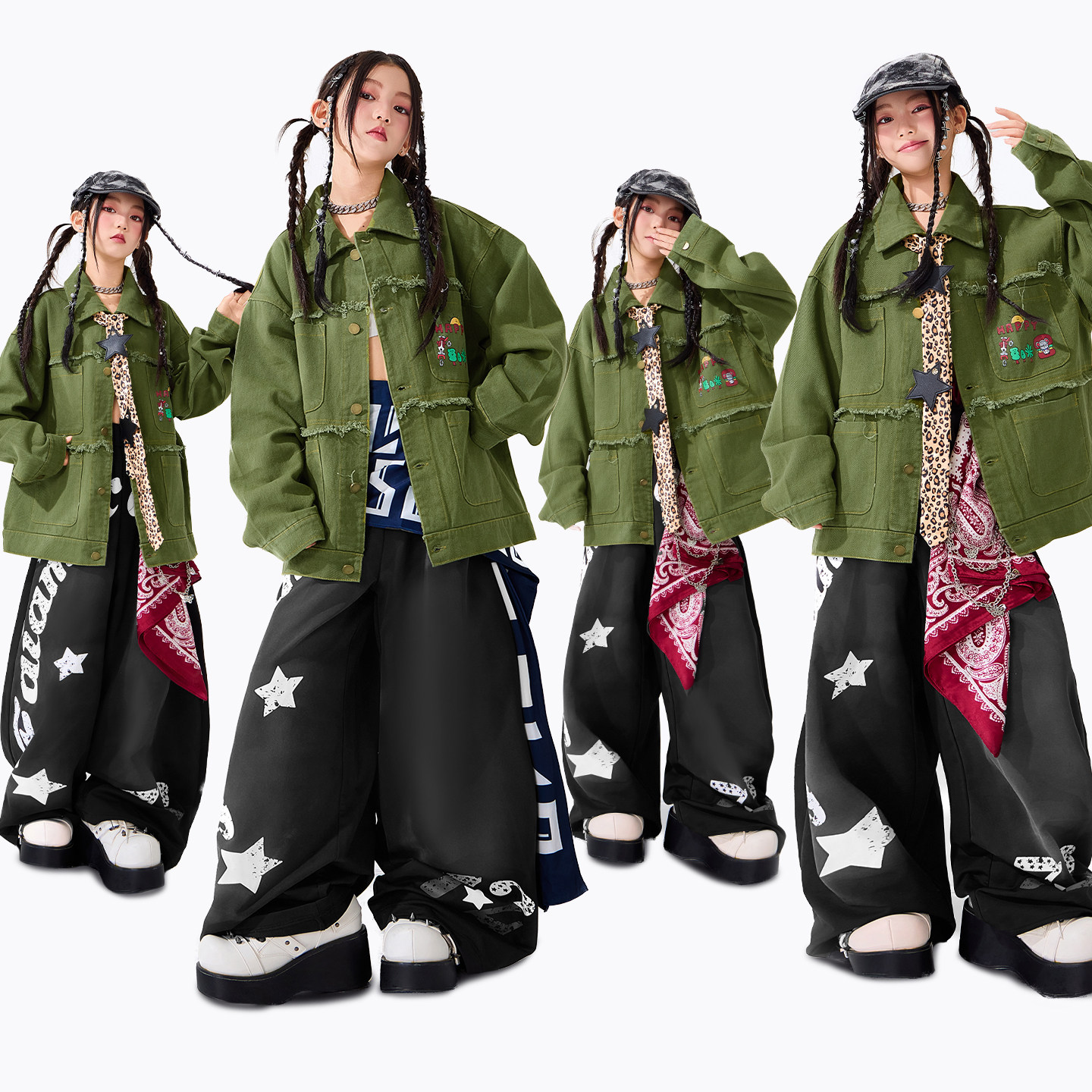 儿童演出服爵士舞服装女童衬衫