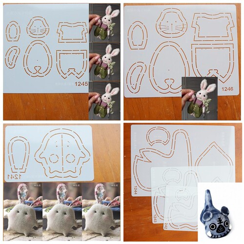 玩偶软模板画图可反复使用描图布老虎扣扣兔迷你兔子玩偶