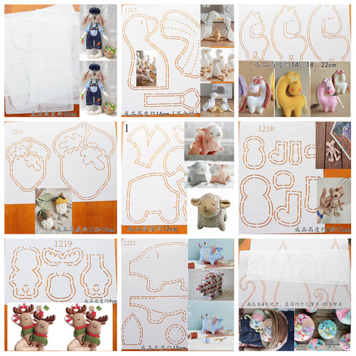 小羊熊鸭兔子南瓜河马橡果猪蛇麋鹿玩偶软模板画图可反复使用描图