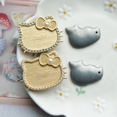 宋锦蓝染刺绣新中式 底托包布螺钿点翠底胚珍珠钻石KT猫咪发夹哑金