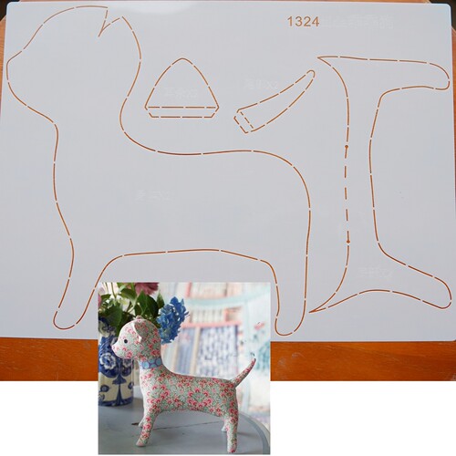 软模板画图可反复用描图tilda腊肠狗乖乖大狗小狗图纸模板