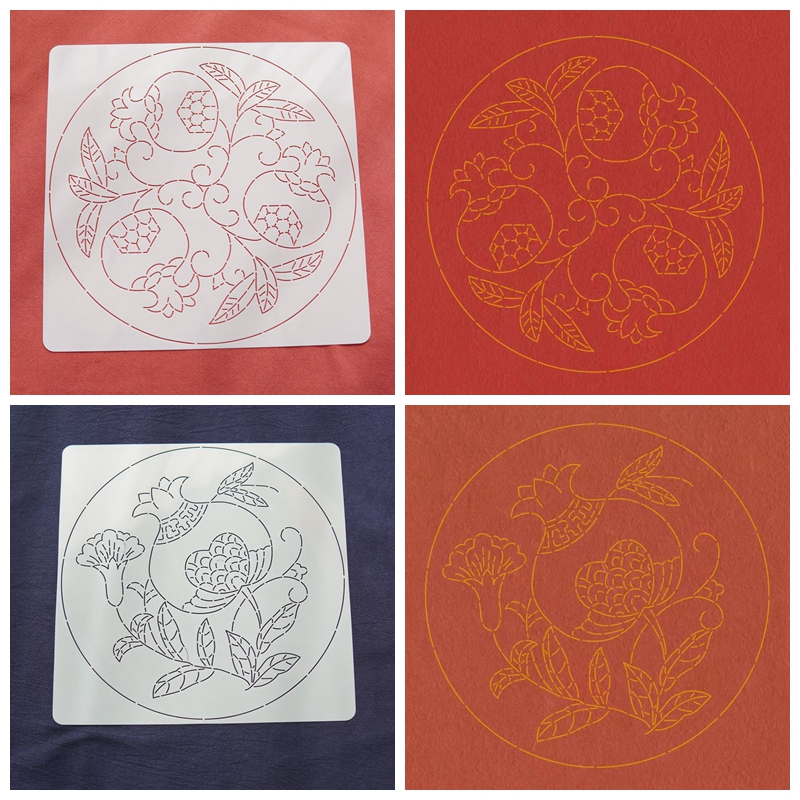 晗颖手工 圆形 开嘴笑石榴 刺绣刺子绣模板