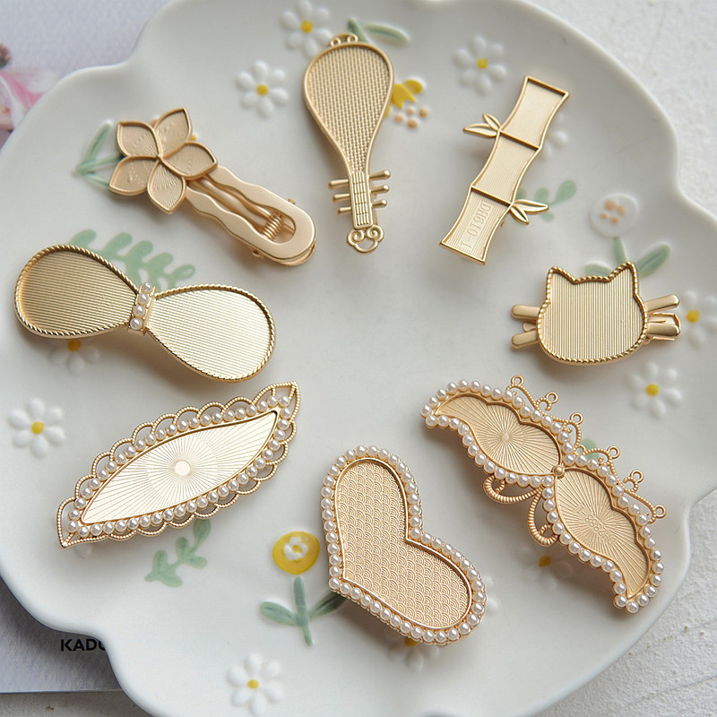 宋锦蓝染刺绣新中式底托包布螺钿点翠珍珠翅膀猫咪爱心发夹弹簧夹,饰品/流行首饰/时尚饰品新,其他DIY饰品配件,淘宝优惠券,粉丝福利购,淘宝优惠卷