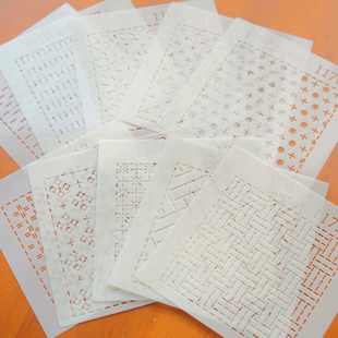 晗颖手工软模板画图可反复使用描图茶席杯垫密密缝基础刺子绣图一