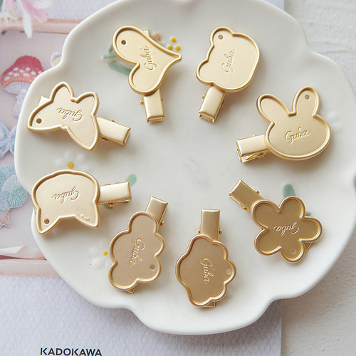 宋锦蓝染刺绣新中式底托包布螺钿点翠心形蝴蝶边夹发夹新款鳄鱼夹