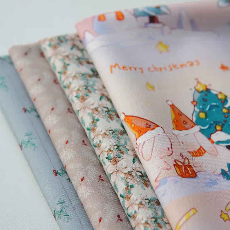 晗颖手工纯棉布料diy手工拼布包服装布料圣诞兔子布料圣诞树布料