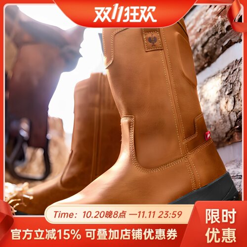 【42-44】高筒靴！复古牛仔靴马靴头层牛皮防砸休闲工装骑行靴