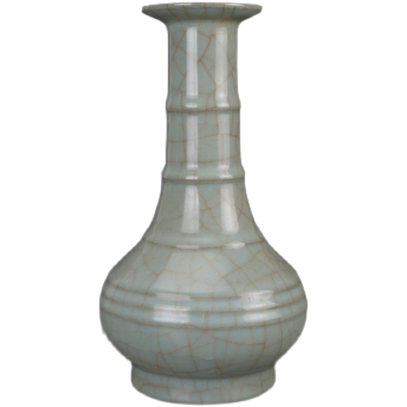 宋瓷宋官窑青釉弦纹瓶仿古瓷器古董古玩老货五大名窑收藏品花瓶