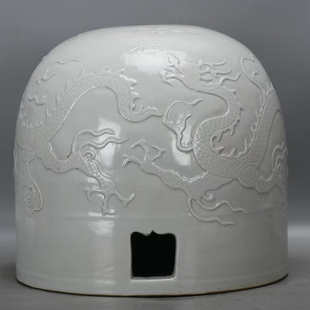 元 甜白釉瓷器雕刻云龙纹蒙古包古董古玩包老瓷器旧货老货收藏