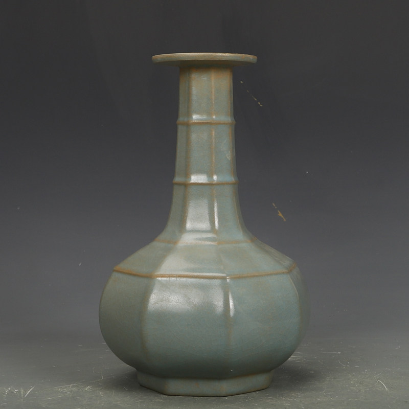 宋瓷收藏汝窑粉青釉八方瓶包老瓷器古董古玩五大名窑旧货老货收藏