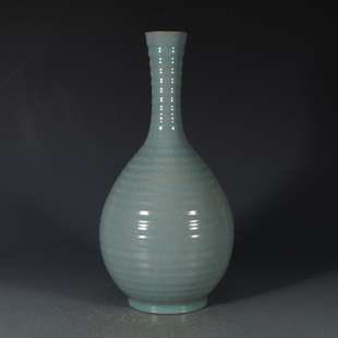 宋汝窑青釉胆瓶古董古玩收藏品包老保真老货瓷器老物件五大名窑