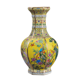 景德镇陶瓷器珐琅彩新中式客厅装饰品插花玄关仿古董摆件仿古瓷器