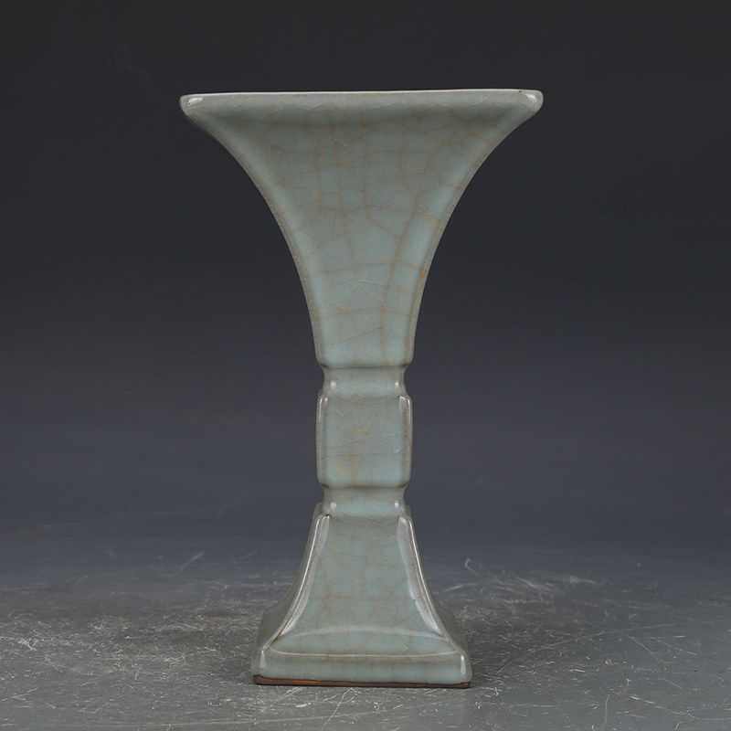 花瓶南宋官窑粉青釉花觚 古董古玩收藏品 仿古瓷器 宋瓷摆件