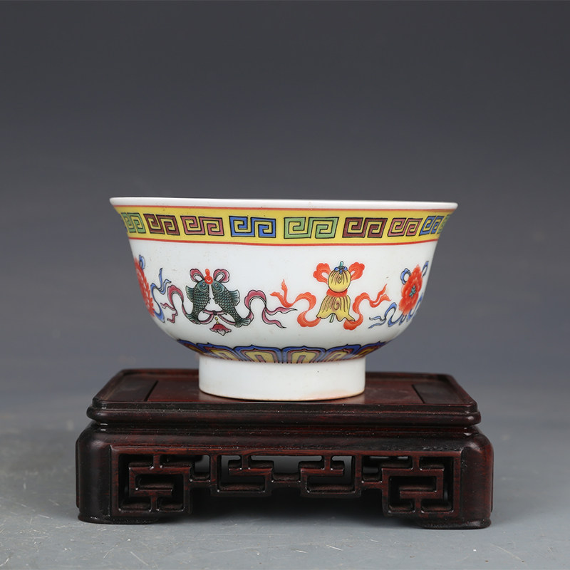 粉彩八宝纹景德镇碗五六七老厂瓷国营瓷厂瓷器民族碗包老瓷器老货