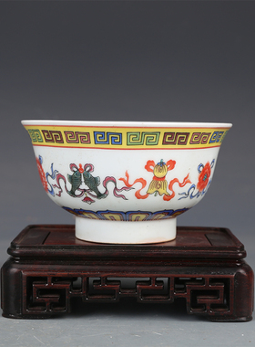 粉彩八宝纹景德镇碗五六七老厂瓷国营瓷厂瓷器民族碗包老瓷器老货