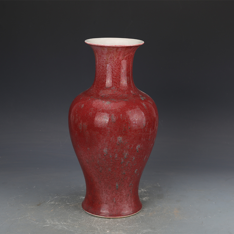 清康熙瓷器豇豆红观音瓶古董古玩明清老瓷器旧货老货收藏摆件