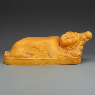 宋定窑焦黄釉卧佛古董古玩瓷器收藏品老货保真老物件摆件五大名窑