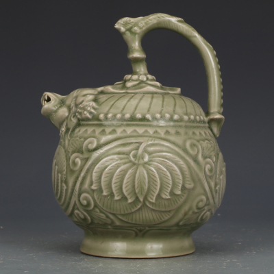 宋耀州窑青釉提梁壶窖藏瓷器古董