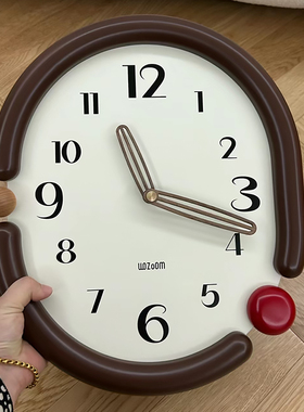 EMITDOOG免打孔奶油风艺术挂钟客厅现代简约钟表大气创意时钟挂墙