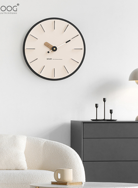 EMITDOOG奶油风客厅墙面装饰品时钟简约挂墙钟表创意家用轻奢挂钟
