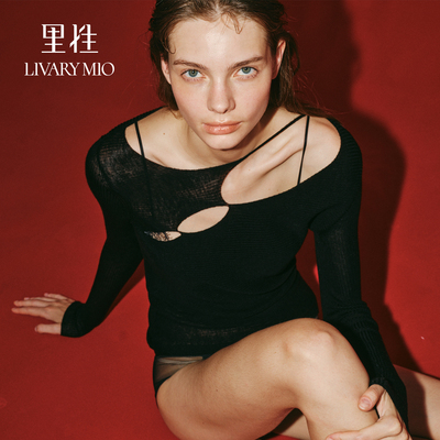 Livary Mio/里性光点 绵羊毛衫上衣性感微透套头打底针织衫