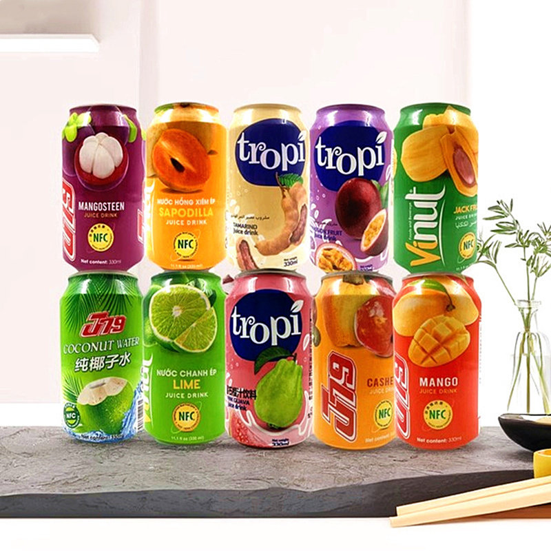 4罐混合水果汁酸甜饮料多口味 越南原装进口山竹青柠檬非浓缩还原