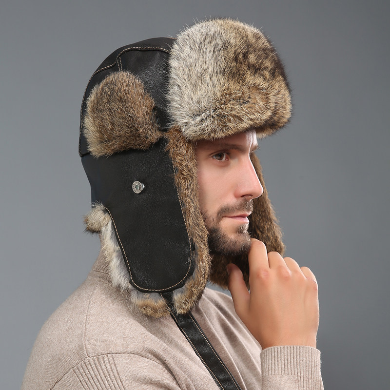 帽子男女冬季兔毛雷锋帽保暖韩版潮羊皮帽户外防寒加厚东北护耳帽
