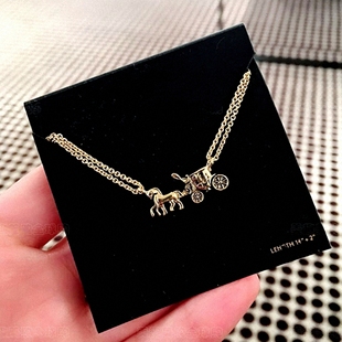 美国СОСО双链马车项链女在逃公主轻奢小众纯银锁骨链个性礼物