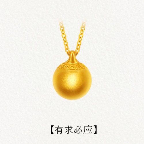 18K金六字真言金珠项链古法金