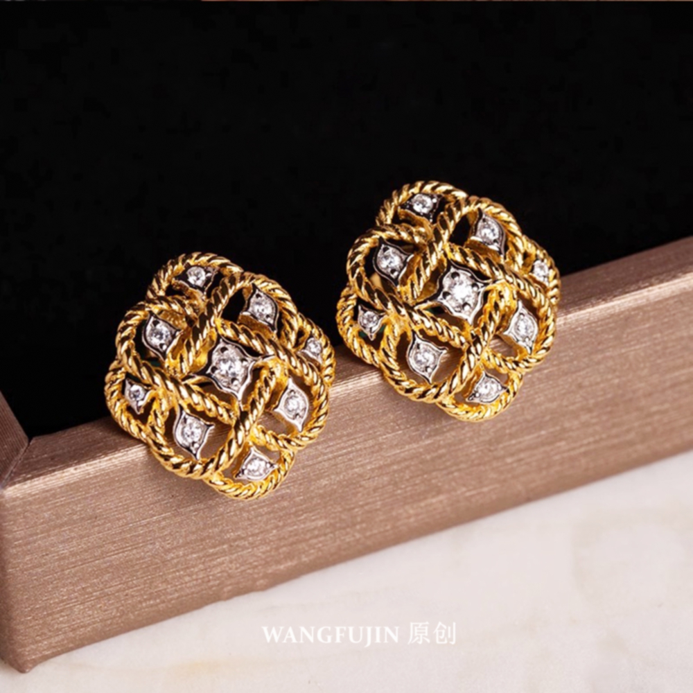 意大利复古镂空雕花蕾丝耳拍