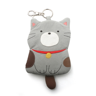新款kine猫 小灰猫原创卡通零钱包帆布日系可爱拉链汽车钥匙包女