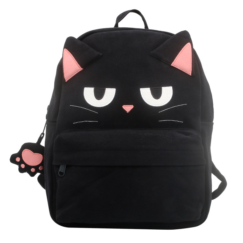 日本设计Kine猫韩版纯棉可爱酷酷猫方形双肩包卡通幼儿园女生书包