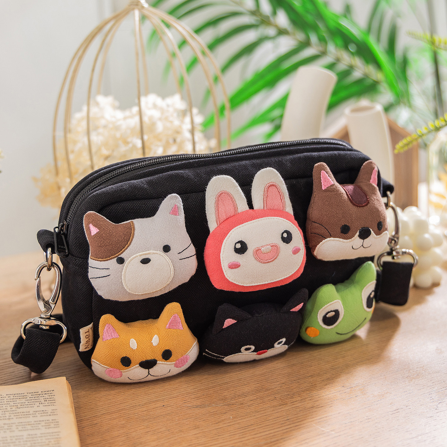 Kine猫新款 立体森林动物头斜挎包棉布女士学生校园个性小方包包,箱包皮具/热销女包/男包,小方包,淘宝优惠券,粉丝福利购,淘宝优惠卷