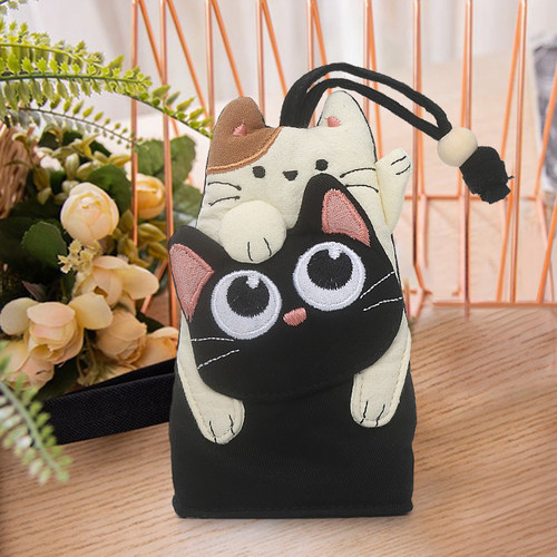 Kine猫敞口汽车钥匙小包立体布艺