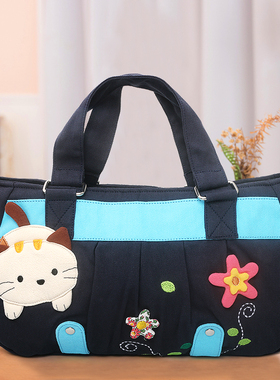 秒杀！Kine猫 新款花朵猫手提包卡通可爱帆布上班逛街休闲女包