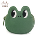 Kine猫 立体纯棉布可爱大眼青蛙短款 双层拉链零钱包卡包口红小包