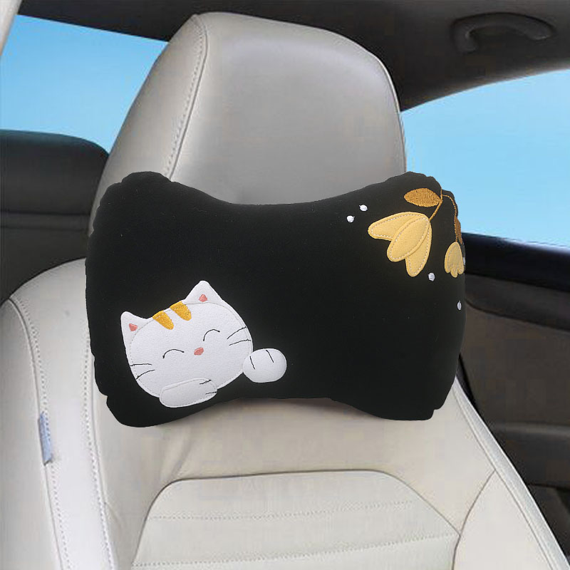 Kine猫 花朵猫汽车头枕卡通可爱车座靠枕车用护颈枕车内车载通用