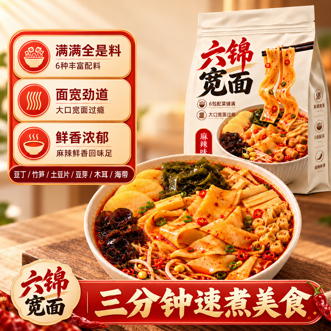 西奥图宽面246g非油炸麻辣风味自带配菜快煮方便面条懒人速食袋装