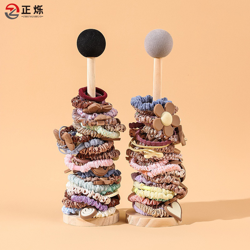 跨境大肠发圈收纳神器儿童头绳橡皮筋头花发饰置物架原木展示架子