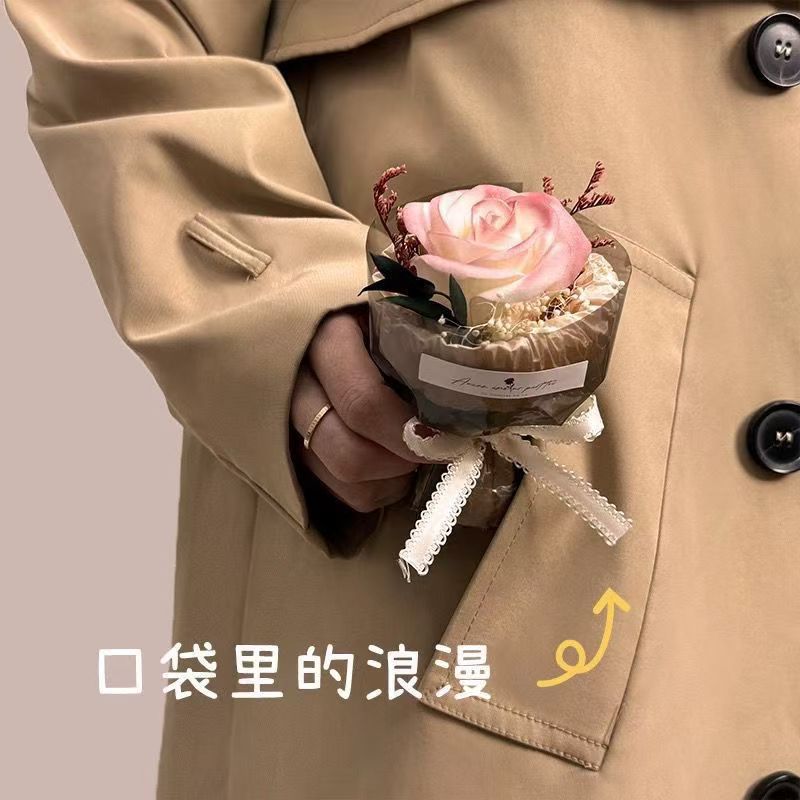 迷你小花束口袋里的浪漫惊喜仿真玫瑰圣诞情人节伴手礼礼盒装饰