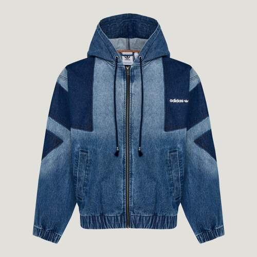 Adidas阿迪达斯三叶草26年春季男女渐变连帽牛仔外套夹克KR5056