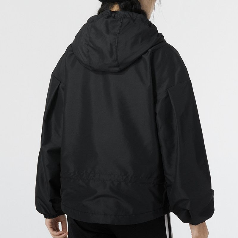 阿迪达斯外套女2024秋季新款加绒上衣梭织连帽衫女防风衣IL6977