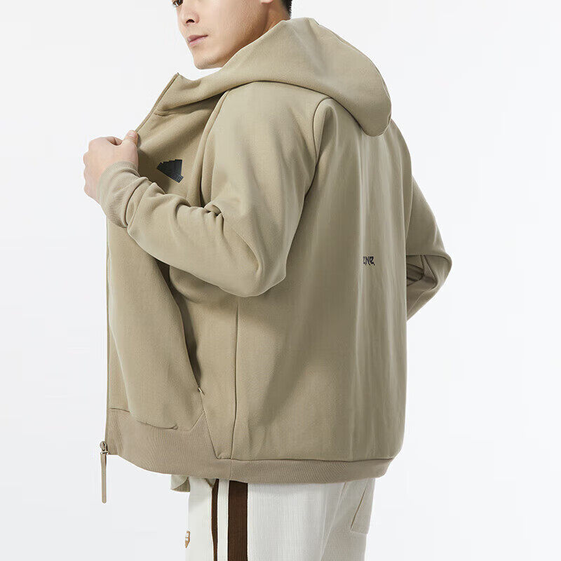 阿迪达斯连帽外套男装秋季新款加厚防风针织上衣运动服男士夹克