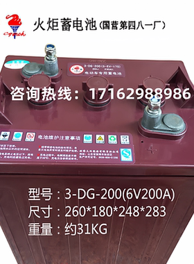 淄博火炬电池3-DG-200 电动车电瓶6V230AH益高观光车 巡逻车 叉车