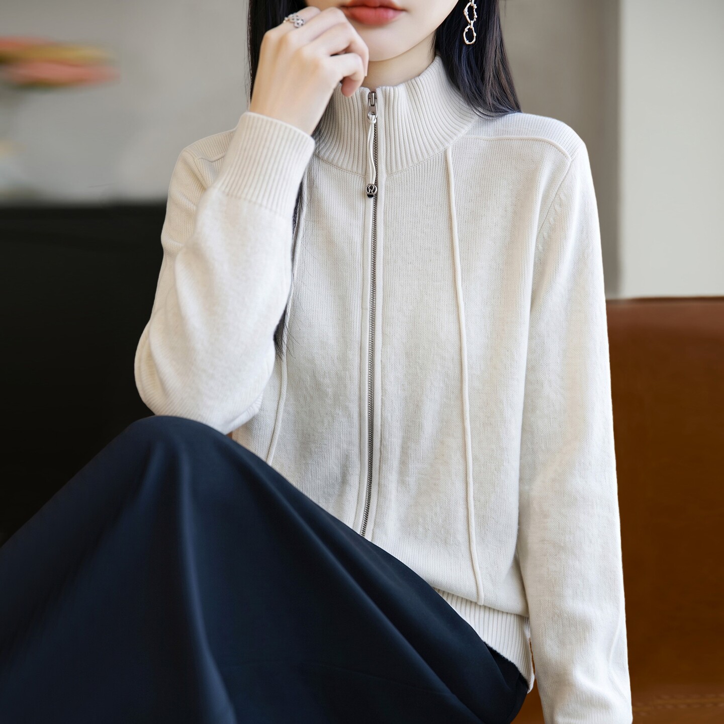 2026新款纯色秋季大码针织开衫外套女洋气中老年女装上衣秋冬毛衣