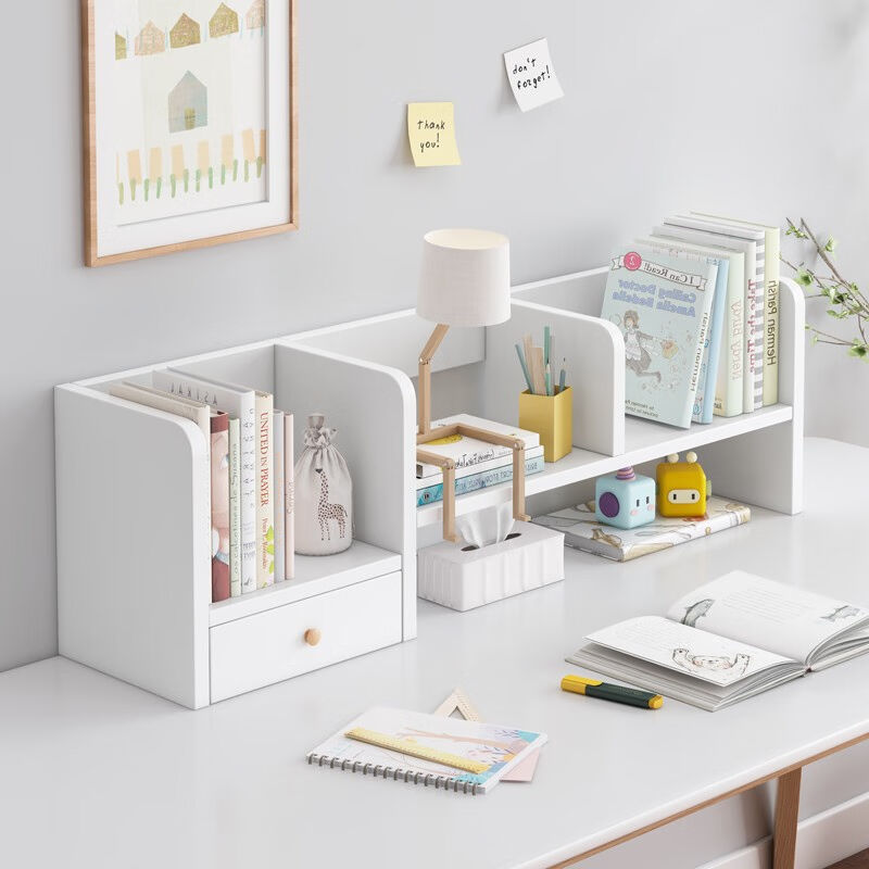 蔓斯菲尔（MSFE）蔓斯菲尔桌面书架简易收纳架带抽屉办公学习桌上