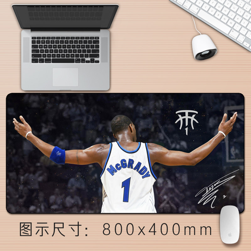 芒客 魔术复古球衣McGrady麦迪人像火箭哈登鼠标垫超大键盘桌垫子